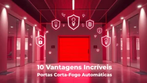 Imagem de portas corta-fogo automáticas em funcionamento em um prédio comercial