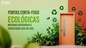 Portas corta-fogo ecológicas feita com materiais sustentáveis em ambiente de construção verde