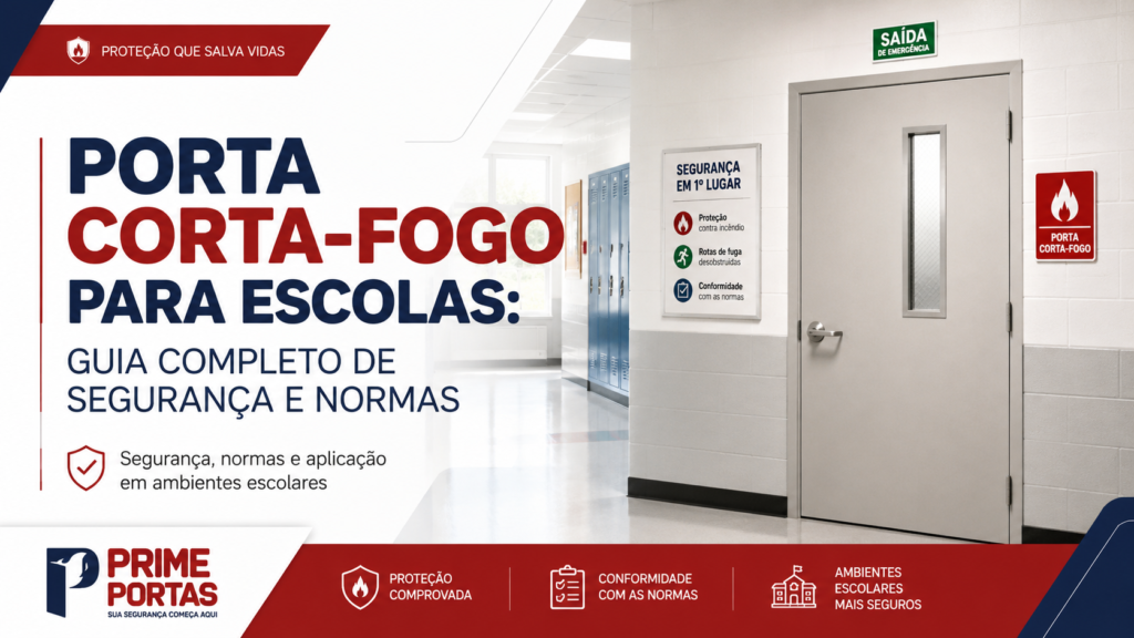 porta corta-fogo para escolas instalada em escada de emergência com sinalização