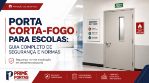 porta corta-fogo para escolas instalada em escada de emergência com sinalização